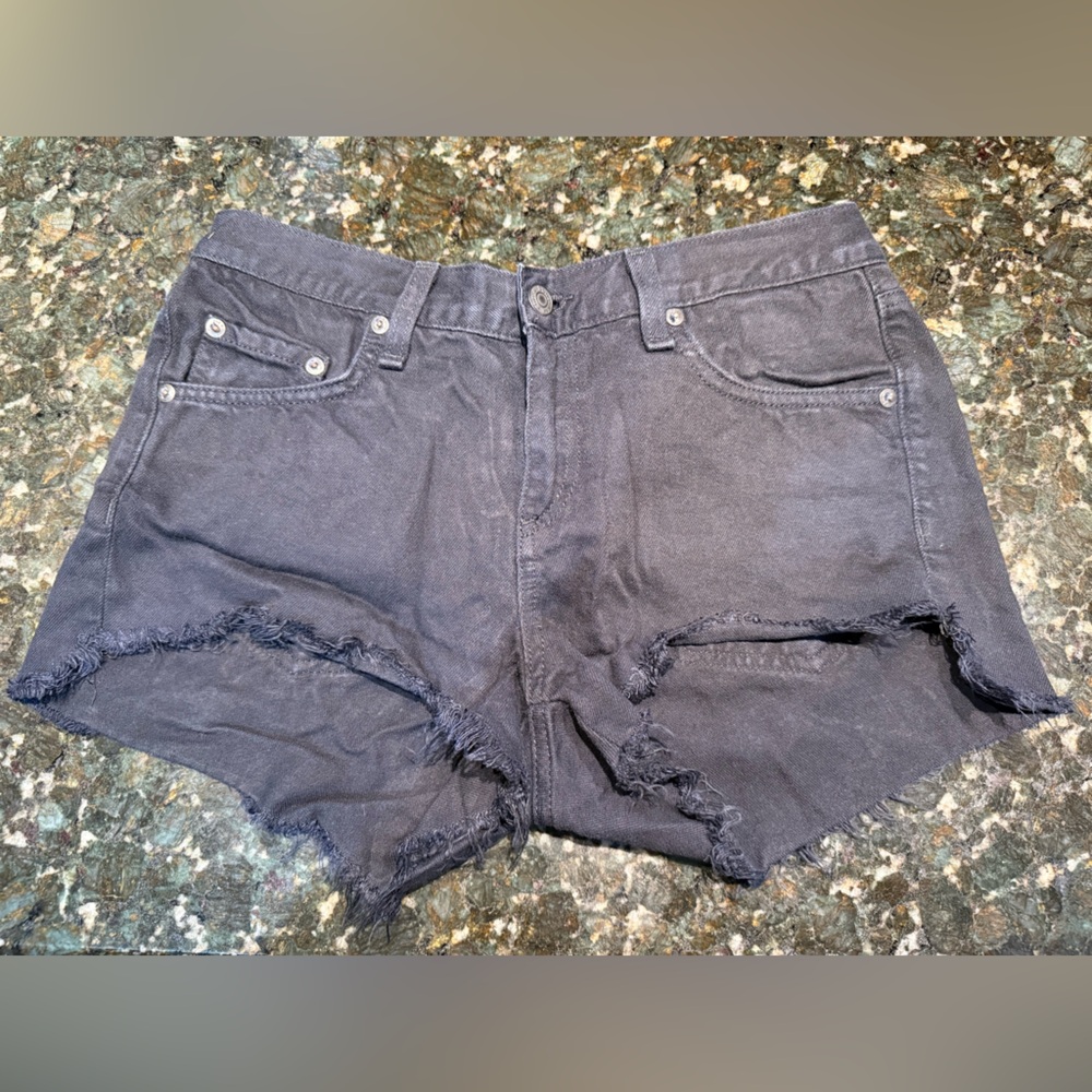 Rag & Bone Women Black Freeport 27 Distressed Cut-Off Short W1907O160BLF